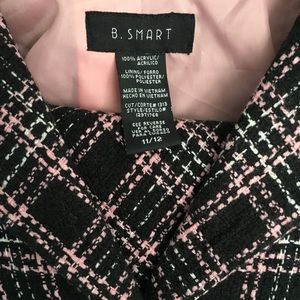 B. Smart retro pink and black skirt suit